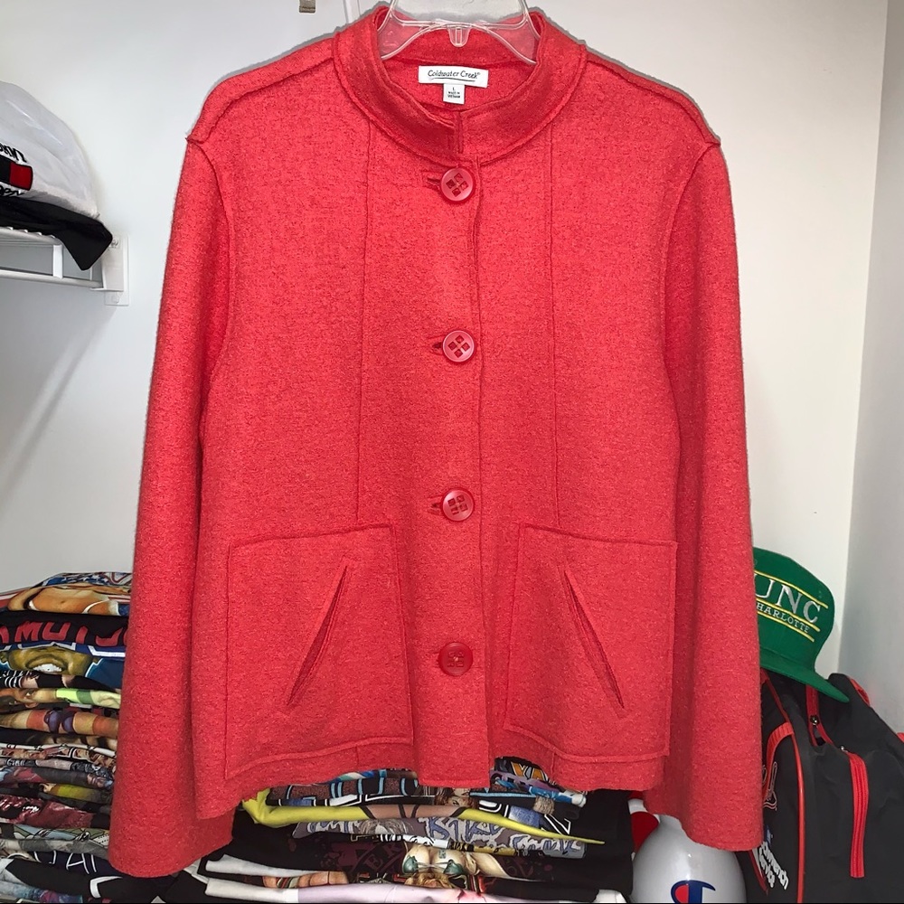 Coldwater Creek Faux Wool Light Jacket Salmon L